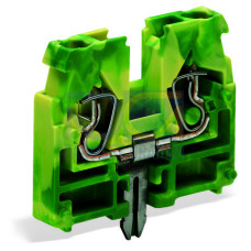 2-conductor terminal block, without push-buttons, without snap-in mounting foot, green-yellow