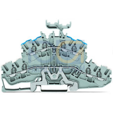 4-conductor double deck terminal block, Shield/through terminal block, 2.5 mm&sup2;, gray