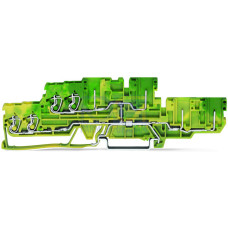 4-conductor/4-pin, double-deck carrier terminal block, 4-conductor/4-pin ground terminal block, 2.5 mm&sup2;, green-yellow