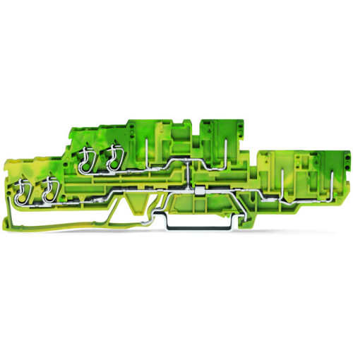 4-conductor/4-pin, double-deck carrier terminal block, 4-conductor/4-pin ground terminal block, 2.5 mm&sup2;, green-yellow