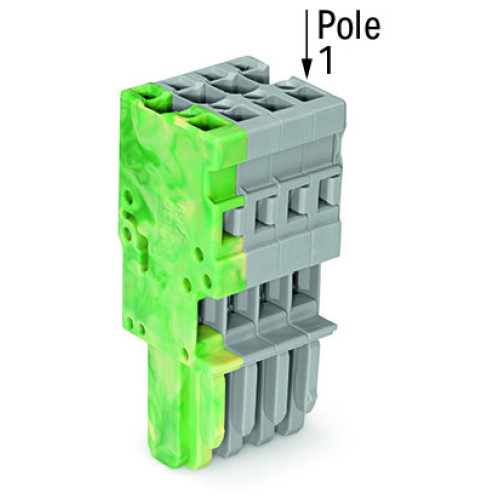 1-conductor female connector, CAGE CLAMP&reg;, 4 mm&sup2;, gray/green-yellow