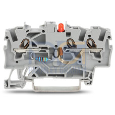 Component terminal block, 3-conductor, LED (red), gray
