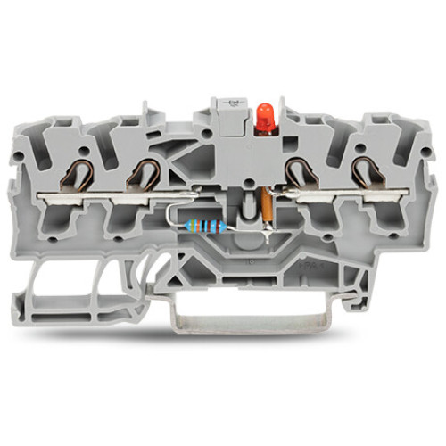 Component terminal block, 4-conductor, LED (red), gray