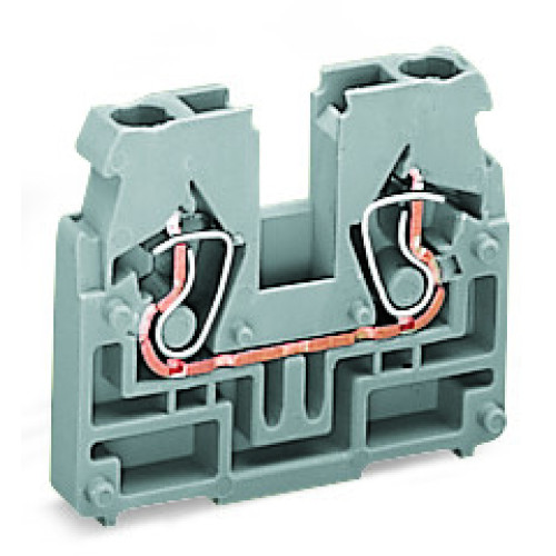 2-conductor terminal block, without push-buttons, without snap-in mounting foot, gray