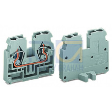 2-conductor end terminal block, without push-buttons, with fixing flange M4, light gray