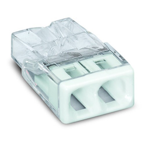 COMPACT PUSH WIRE connector for junction boxes 2-conductor terminal block transparent housing white cover