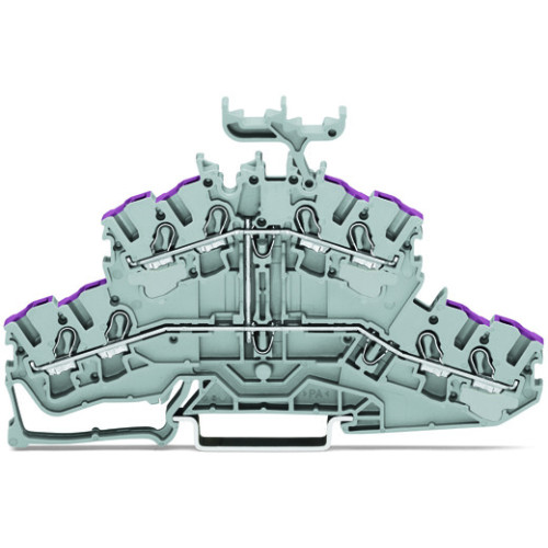 4-conductor double deck terminal block, 8-conductor through terminal block, L, gray