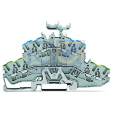 4-conductor double deck terminal block, Ground conductor/through terminal block, 2.5 mm&sup2;, gray