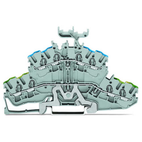 4-conductor double deck terminal block, Ground conductor/through terminal block, 2.5 mm&sup2;, gray