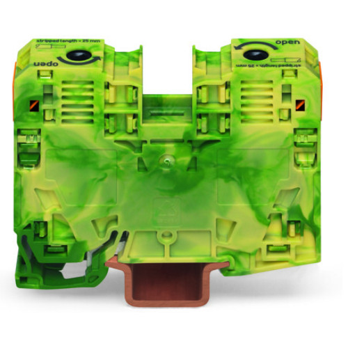 2-conductor ground terminal block, 35 mm&sup2;, lateral marker slots, green-yellow
