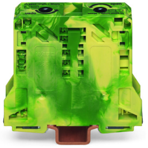 2-conductor ground terminal block, 50 mm&sup2;, lateral marker slots, green-yellow
