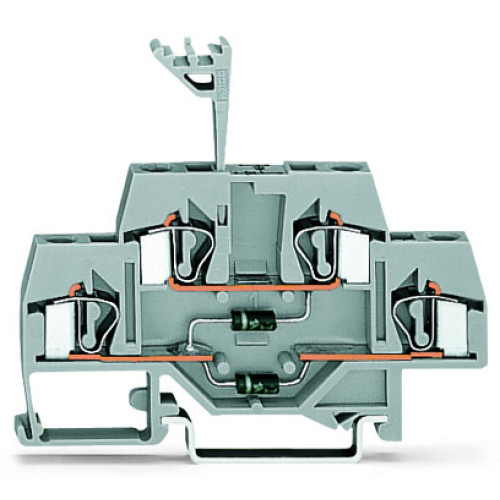 Component terminal block, double-deck, with 2 diodes 1N4007, gray