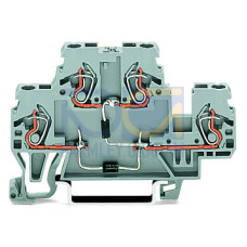 Component terminal block, double-deck, with 2 diodes 1N4007, gray