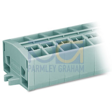 4-conductor terminal strip, without push-buttons, with snap-in mounting feet, gray