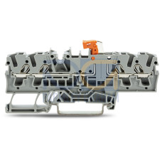 4-conductor disconnect/test terminal block, with test option, orange disconnect link, gray