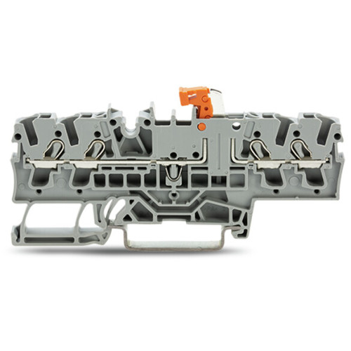 4-conductor disconnect/test terminal block, with test option, orange disconnect link, gray