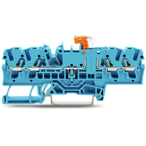 4-conductor disconnect/test terminal block, with test option, orange disconnect link, blue