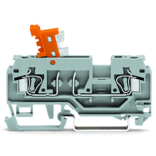 2-conductor disconnect/test terminal block, with pivoting knife disconnect, with test port, orange