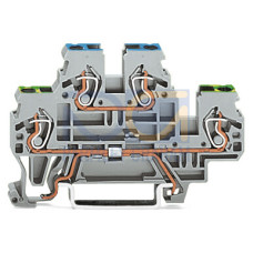 Double-deck terminal block, Ground conductor/through terminal block, 2.5 mm&sup2;, gray