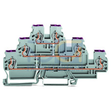 Triple-deck terminal block, 6-conductor through terminal block, L, gray