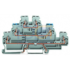 Triple-deck terminal block, Shield/through/through terminal block, 2.5 mm&sup2;, gray