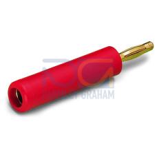 Step-down test plug, from 4mm socket to 2mm plug, red