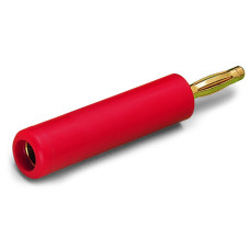 Step-down test plug, from 4mm socket to 2mm plug, red