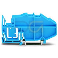Busbar carrier, with end stop function and detachable separator plate, for DIN 35 rail, blue