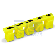Protective warning marker, with high-voltage symbol, black, for 5 terminal blocks, yellow