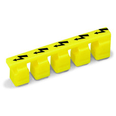 Protective warning marker, with high-voltage symbol, black, for 5 terminal blocks, yellow