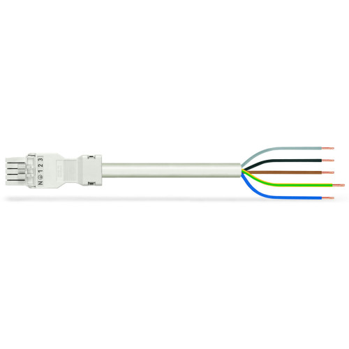 pre-assembled connecting cable, Eca, Socket/open-ended, white