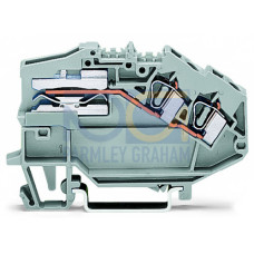 2-conductor power distribution disconnect terminal block, 4 mm&sup2;, CAGE CLAMP&reg;, gray