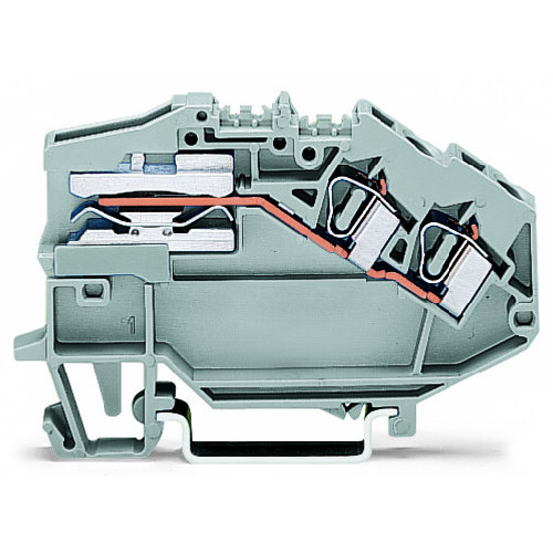 2-conductor power distribution disconnect terminal block, 4 mm&sup2;, CAGE CLAMP&reg;, gray