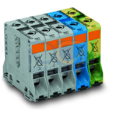 Three phase set, with 95 mm&sup2; high-current tbs, only for DIN 35 x 15 rail, gray/blue/green-yellow