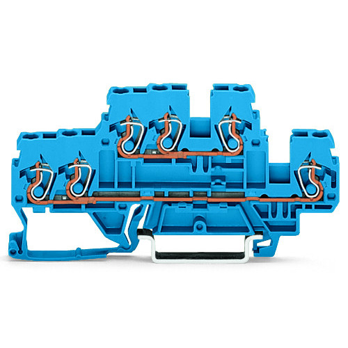 3-conductor, double-deck terminal block, Through/through terminal block, N/N, blue