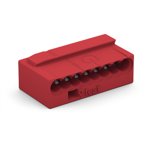 MICRO PUSH WIRE&reg; connector for junction boxes, for solid conductors, max. 0.8 mm &Oslash;, red