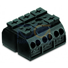 4-conductor chassis-mount terminal strip, without ground contact, 3-pole, black