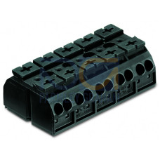 4-conductor chassis-mount terminal strip, without ground contact, 5-pole, black