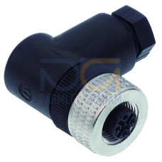 Fitted pluggable connector, 4-pole, M12 socket, right angle