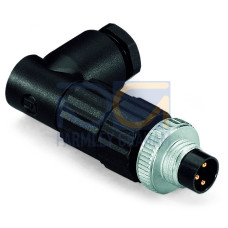 Fitted pluggable connector, 3-pole, M8 plug, right angle