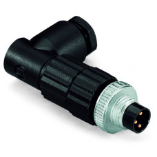 Fitted pluggable connector, 3-pole, M8 plug, right angle