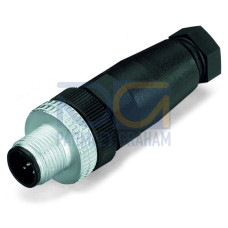 Fitted pluggable connector, 4-pole, M12 plug, straight, A-coded