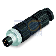 Fitted pluggable connector, 3-pole, M8 plug, straight