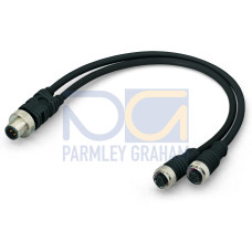 Sensor/Actuator cable, 2xM12 socket,  straight, M12A plug,  straight