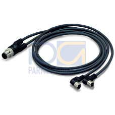 Sensor/Actuator cable, 2xM8 socket,  angled, M12A plug,  straight