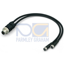 Sensor/Actuator cable, 2xM8 socket,  straight, M12A plug,  straight