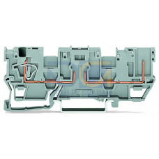 1-conductor/1-pin carrier terminal block, with 2 jumper positions, for DIN-rail 35 x 15 and 35 x 7.5, gray