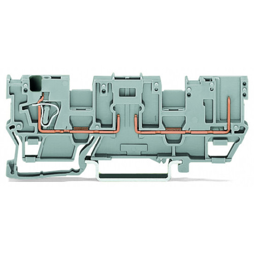 1-conductor/1-pin carrier terminal block, with 2 jumper positions, for DIN-rail 35 x 15 and 35 x 7.5, gray