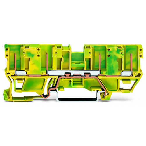 4-pin ground carrier terminal block, for DIN-rail 35 x 15 and 35 x 7.5, green-yellow