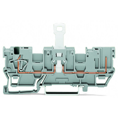 1-conductor/1-pin disconnect carrier terminal block, with 2 jumper positions, for DIN-rail 35 x 15 and 35 x 7.5, gray
